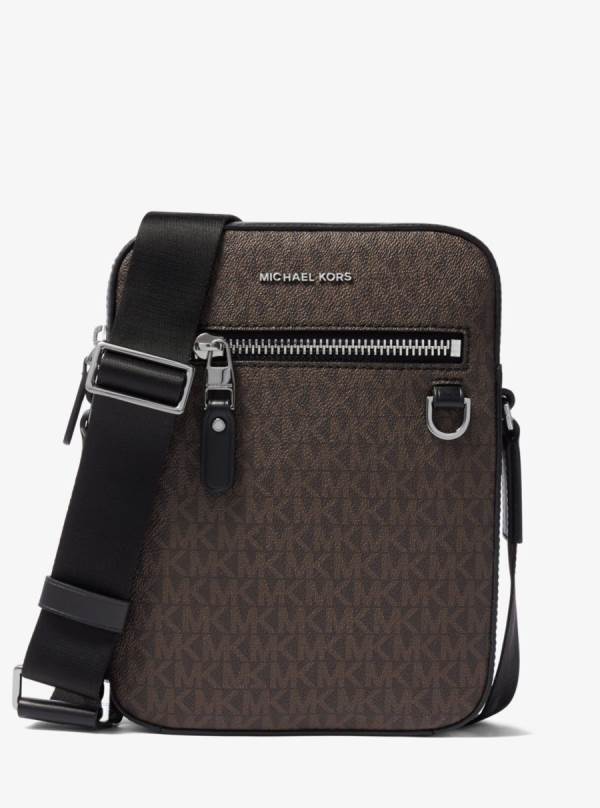 Panske Crossbody Kabelka Michael Kors Henry Logo Flight Čierne Hnede - Tasky Michael Kors Outlet | QCUWV-9841